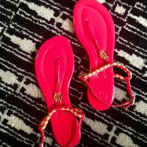 Tory Burch Aine Thong Sandals Neon Pink  (Size 8)
